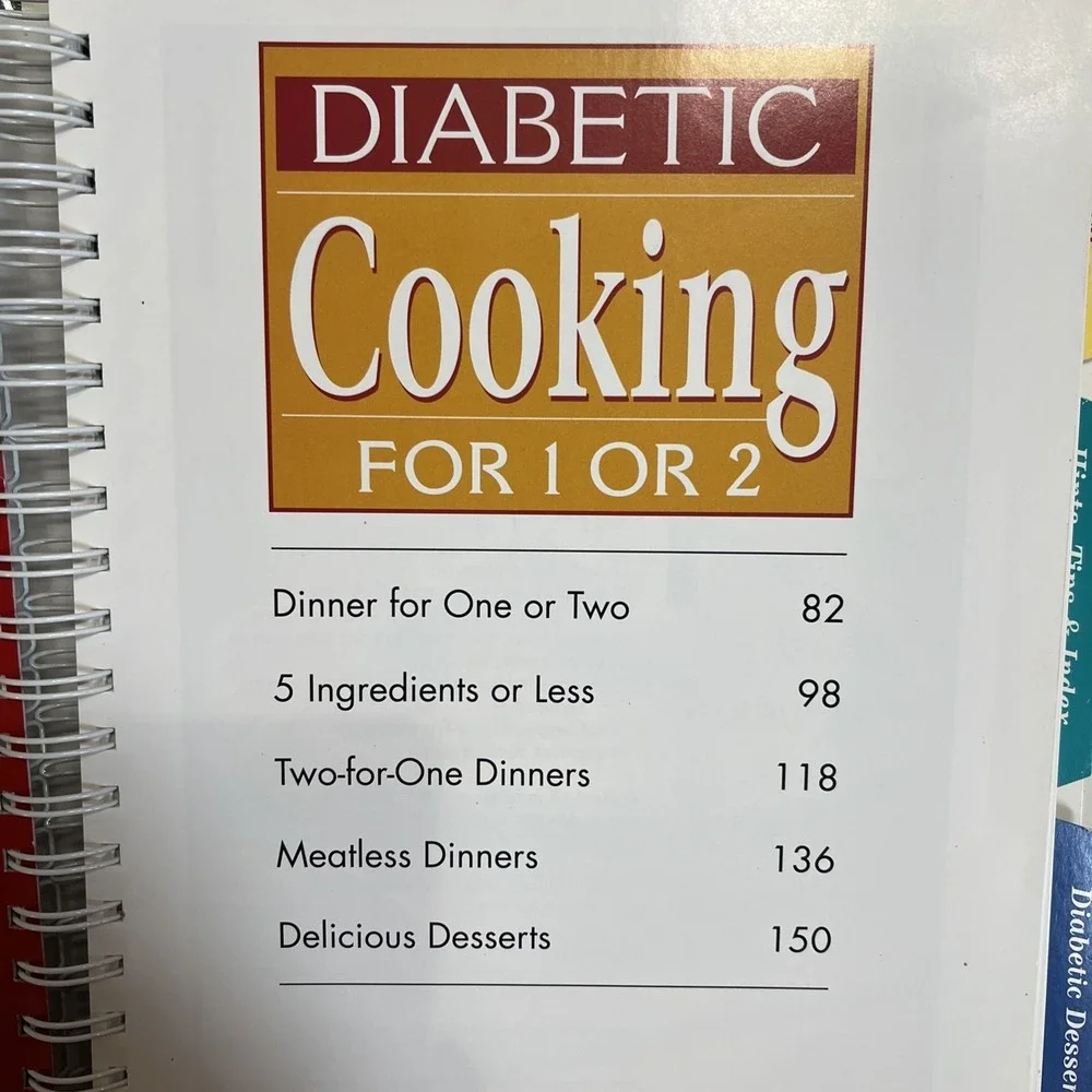 Cooking For A Diabetic Three Cookbooks in 1 Hardcover Spiral 288 pgs